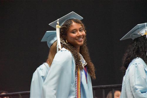 candid of grad in cap and gown